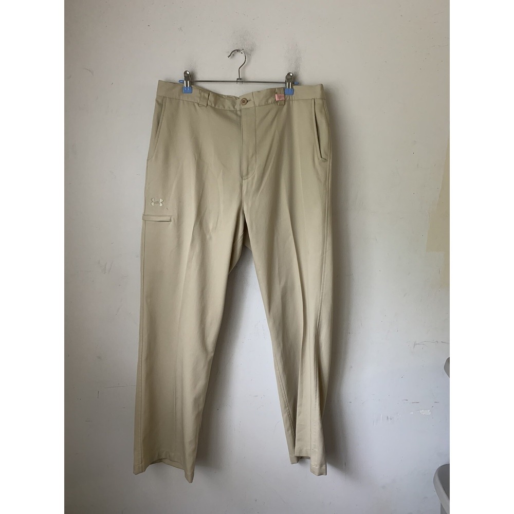Under Armour Men Golf Pants 36 Beige Preppy Tech Performance Wicking Breathable
